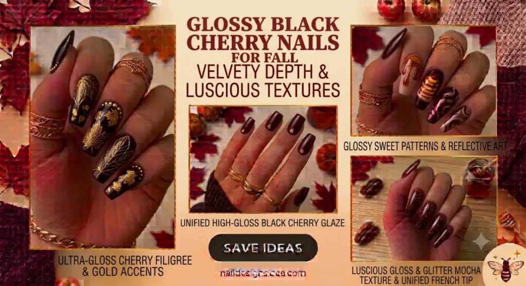 Glossy Black Cherry Nails