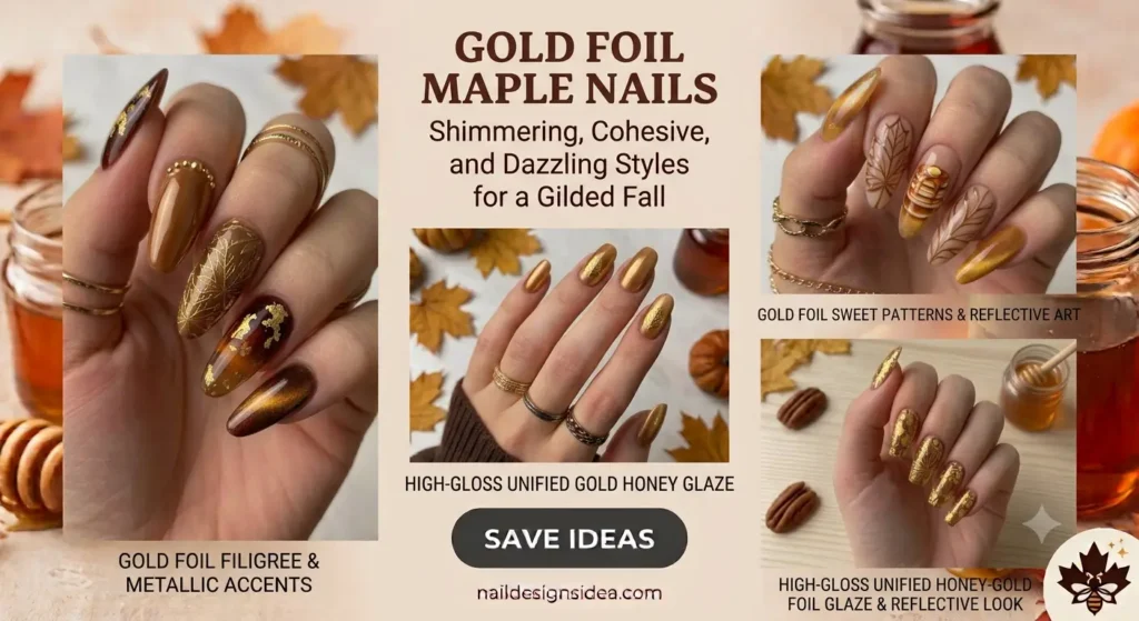 Gold Foil Maple Nails