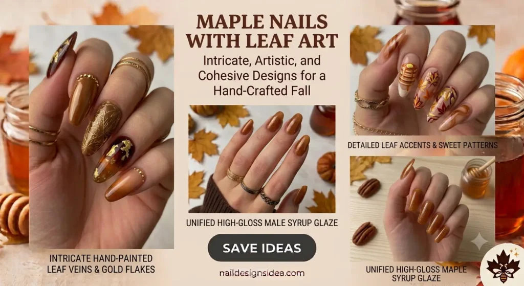 Maple Nails with Leaf Art
