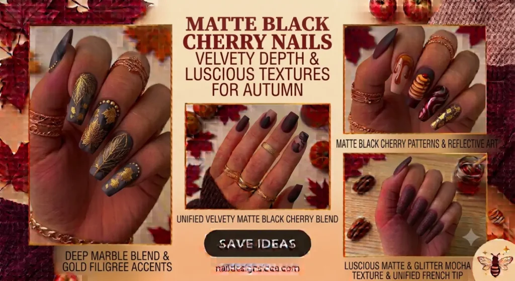 Matte Black Cherry Nails