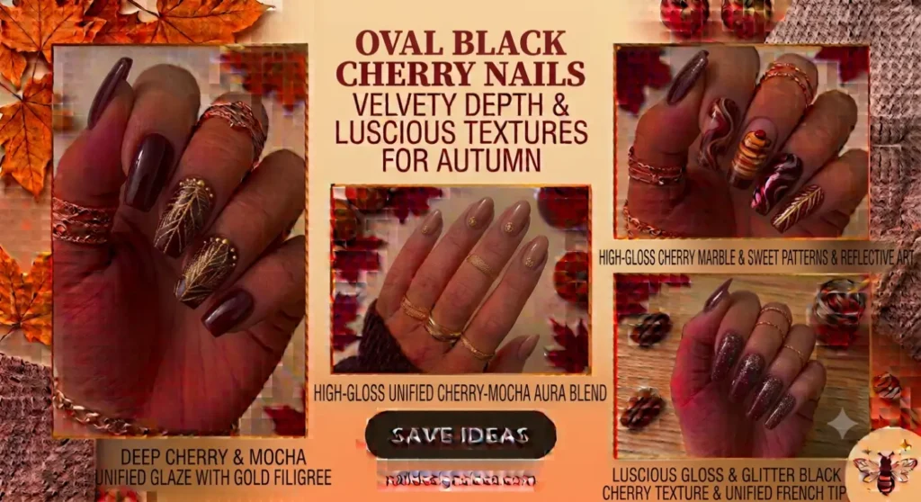 Oval Black Cherry Nails