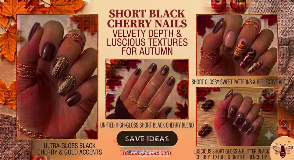 Short Black Cherry Nails