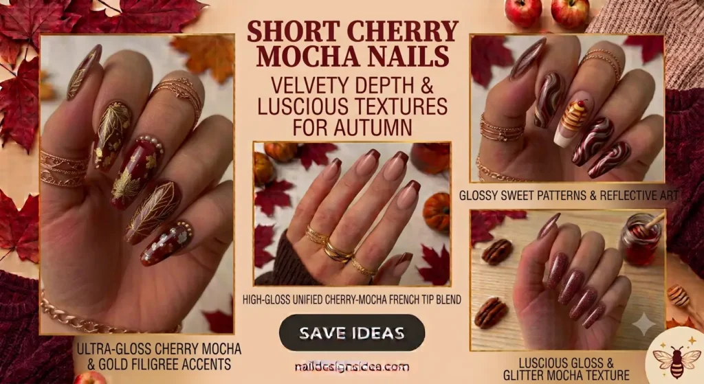 Short Cherry Mocha Nails