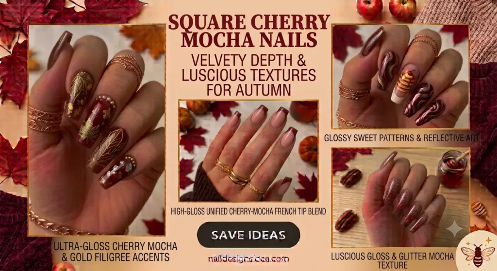 Square Cherry Mocha Nails