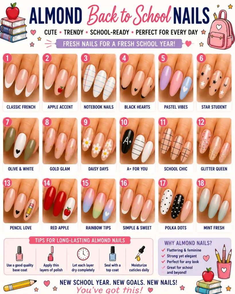 ⭐ Almond Back to School Nails
