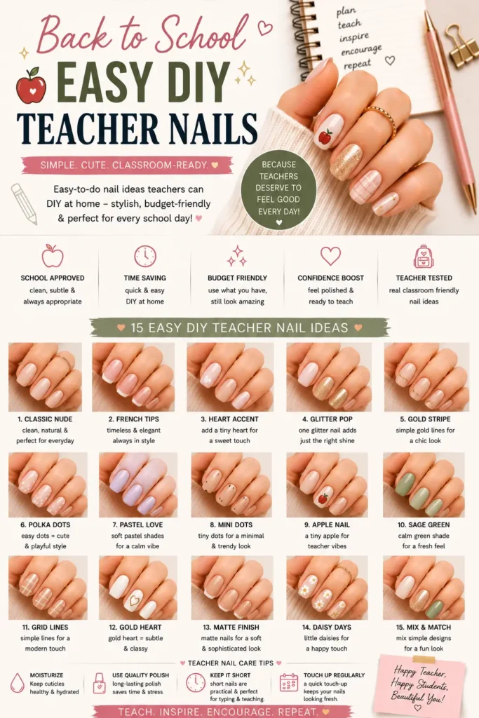 ⭐ Back to School Easy DIY Teacher Nails