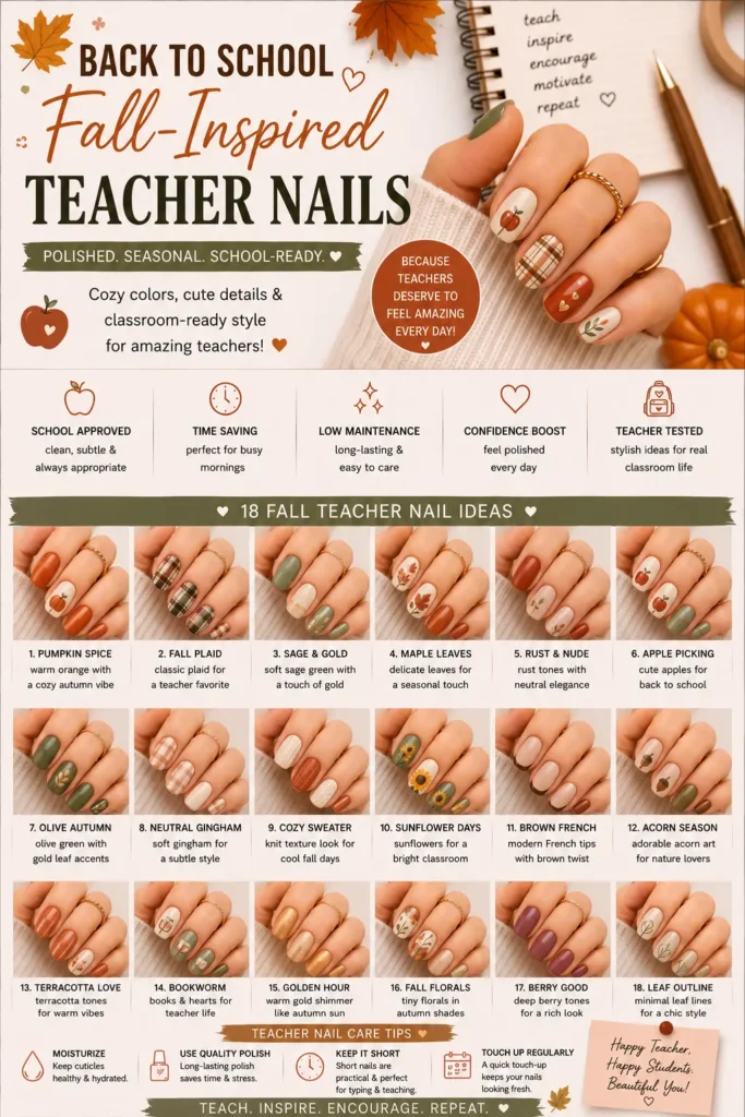 ⭐ Back to school Fall-Inspired Teacher Nails