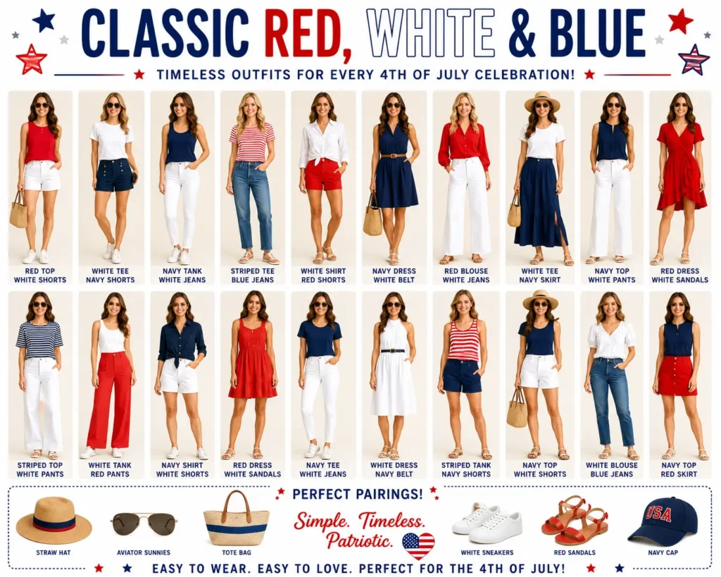 ⭐ Classic Red, White & Blue Outfits

