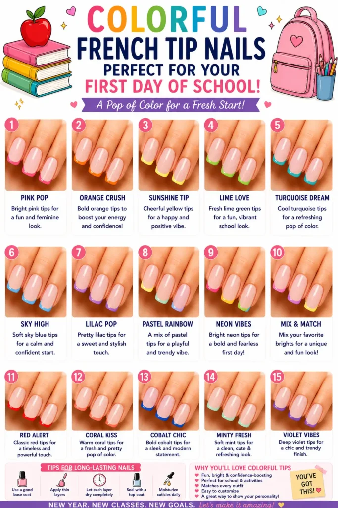 ⭐ Colorful French Tip Nails