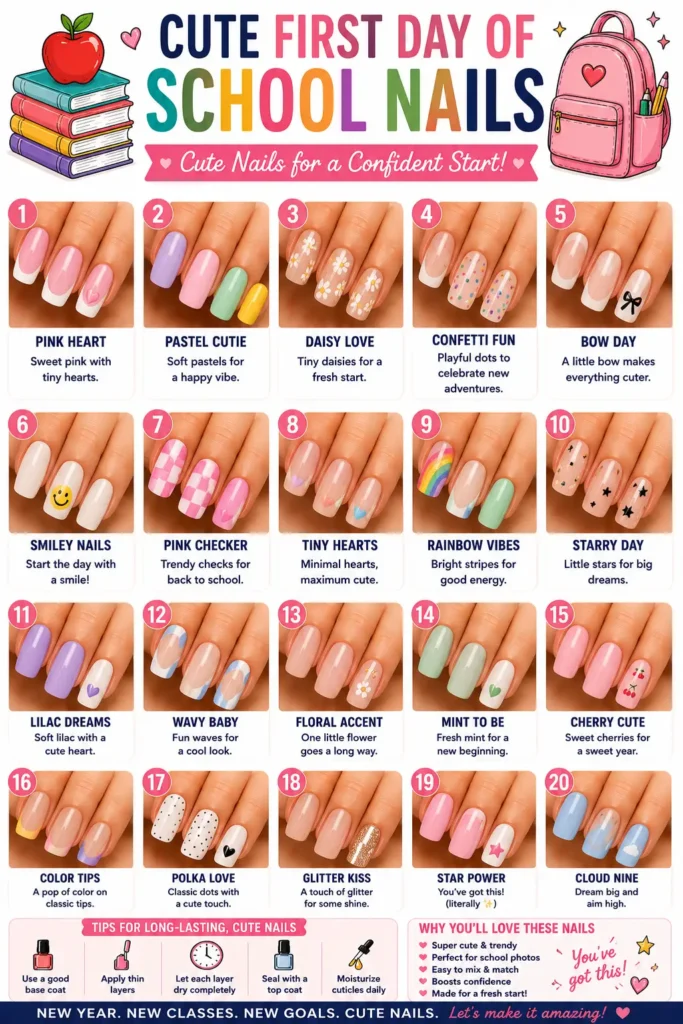 ⭐ Cute First Day of School Nails