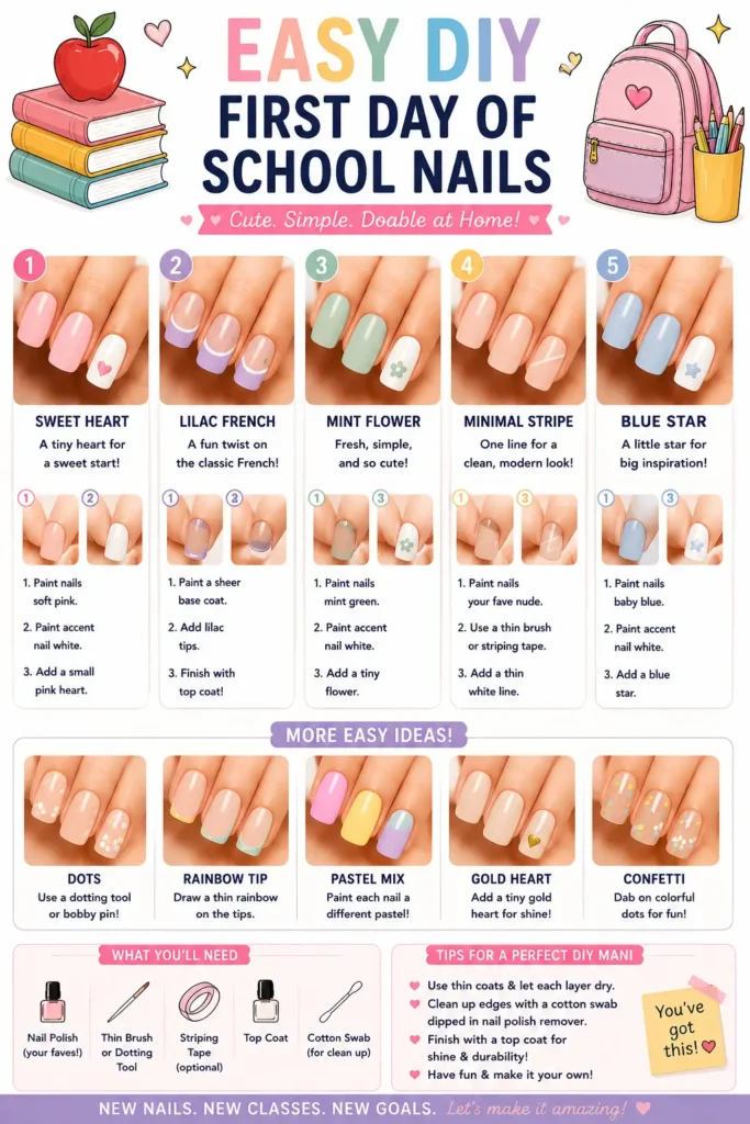 ⭐ Easy DIY First Day of School Nails