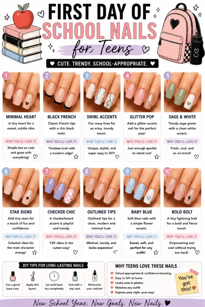 ⭐ First Day of School Nails for Teens