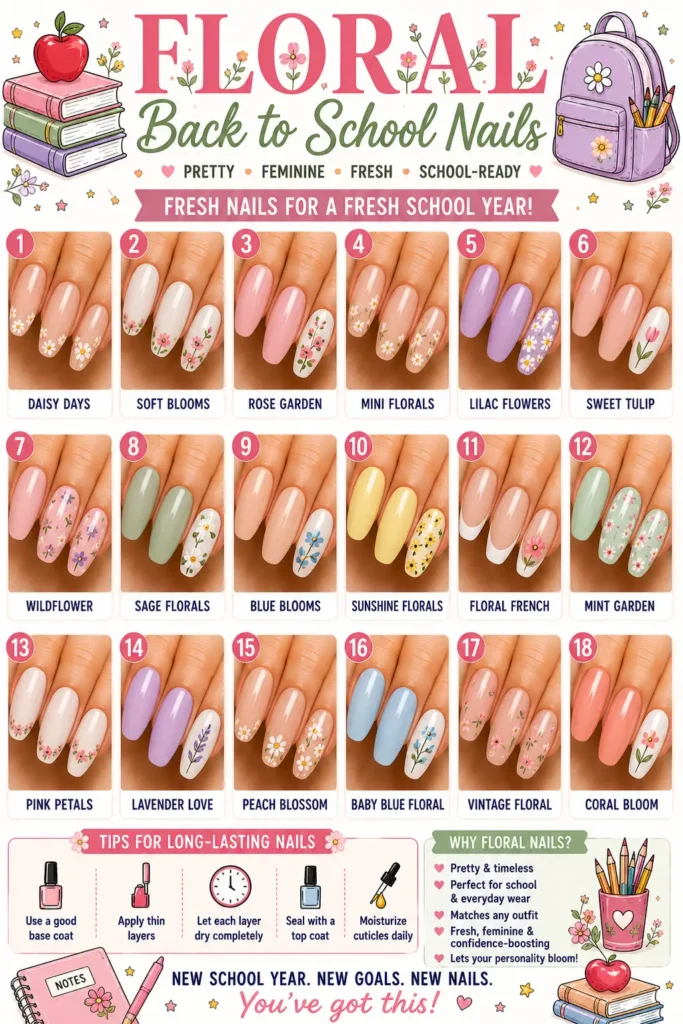 ⭐ Floral Back to School Nails
