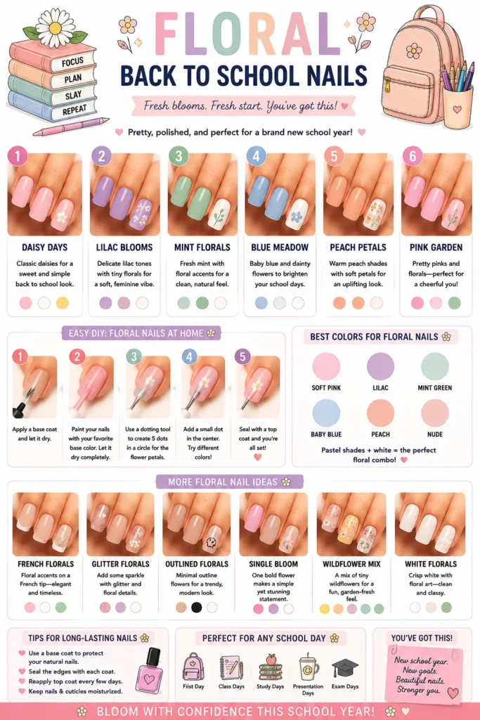 ⭐ Floral Back to School Nails