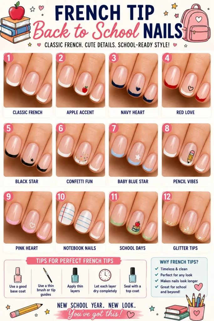 ⭐ French Tip Back to School Nails
