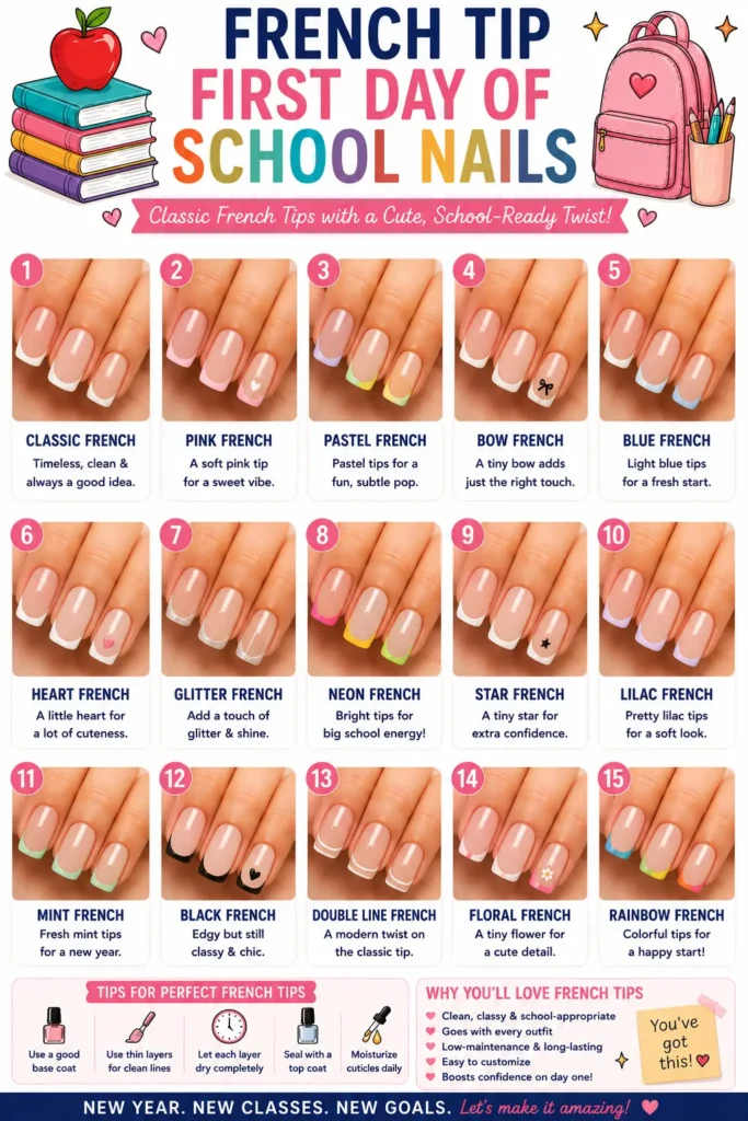 ⭐ French Tip First Day of School Nails