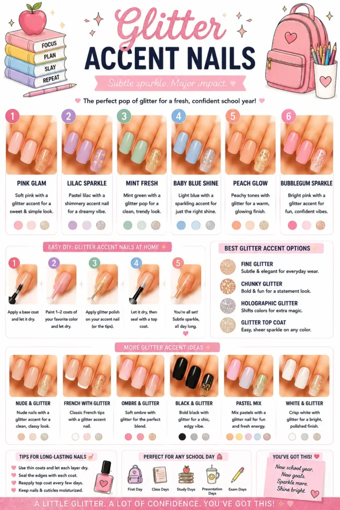 ⭐ Glitter Accent Nails