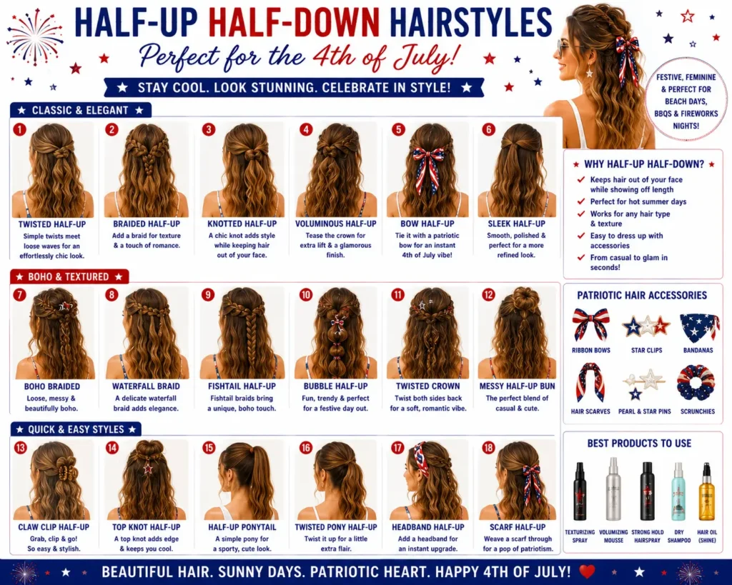 ⭐ Half-Up Half-Down Hairstyles