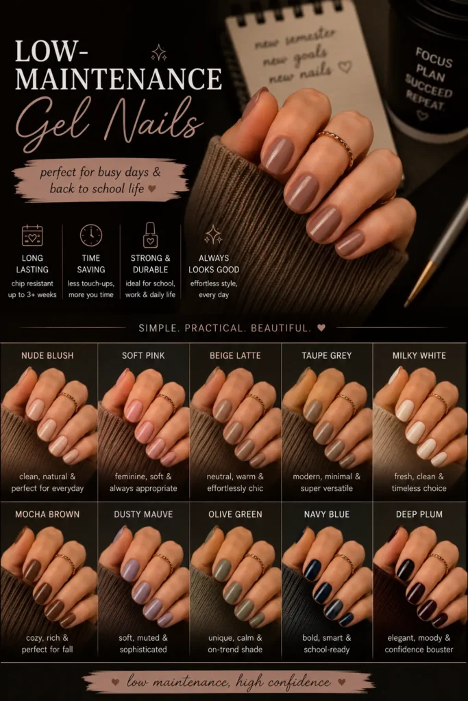 ⭐ Low-Maintenance Gel Nails Back to school