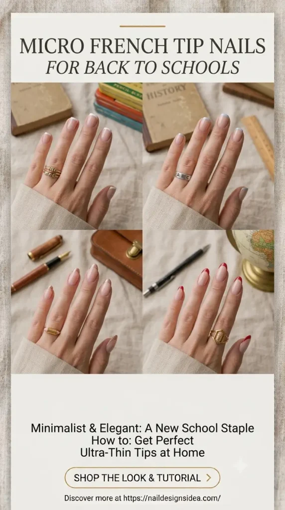 ⭐ Micro French Tip Nails Back to Schools