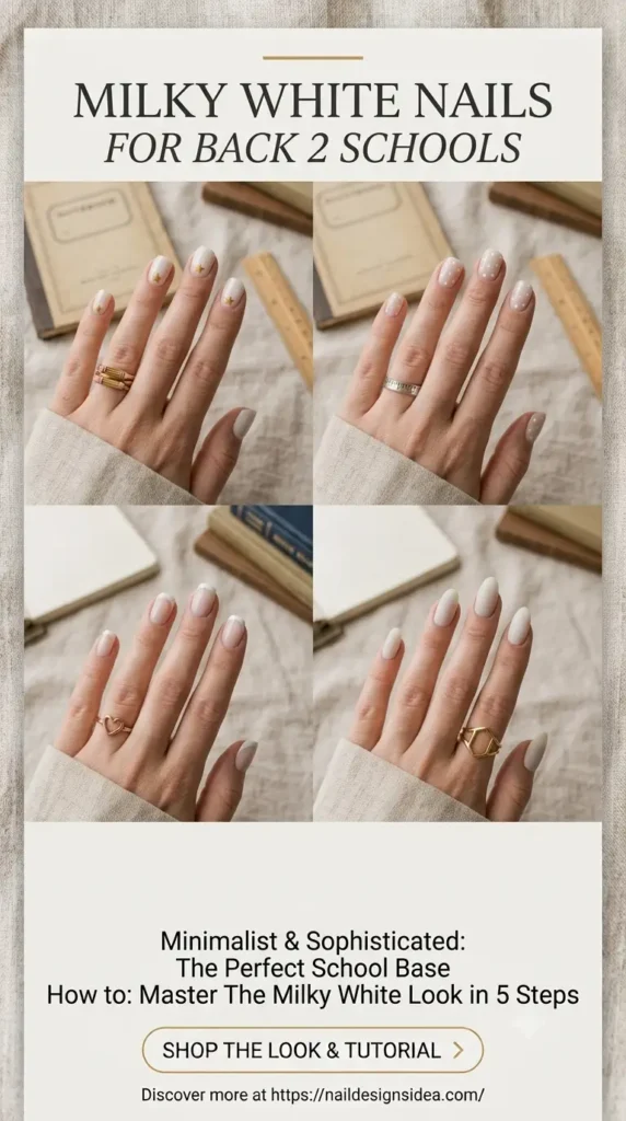 ⭐ Milky White Nails for Back 2 Schools