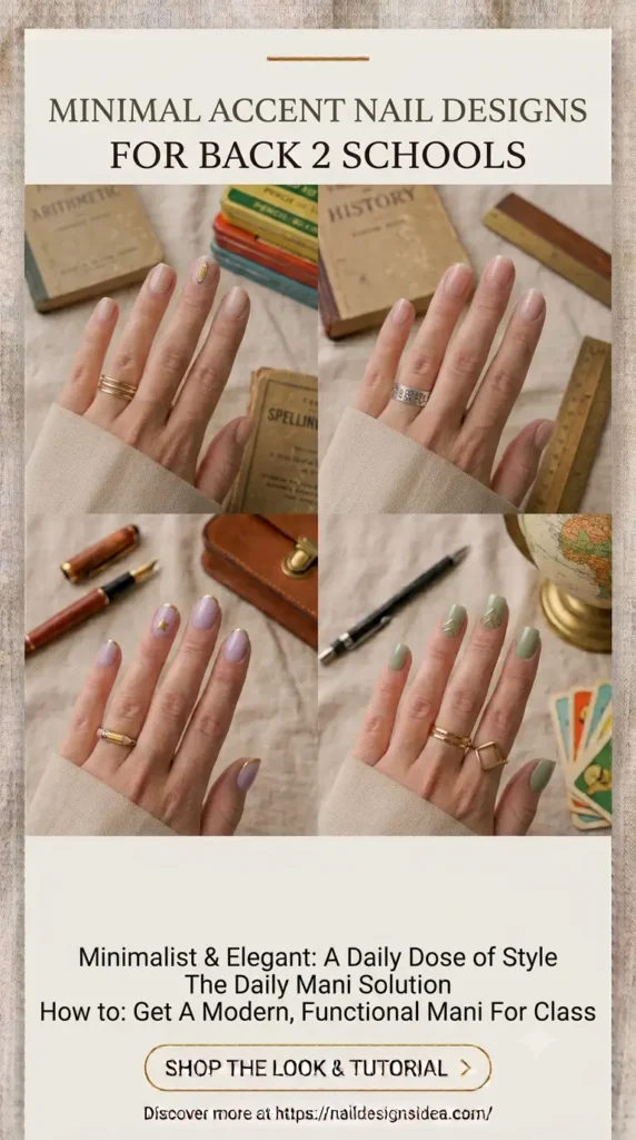 ⭐ Minimal Accent Nail Designs Back 2 Schools