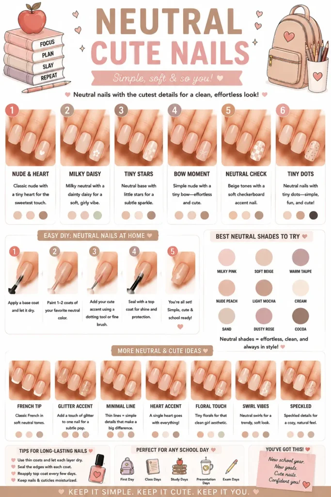 ⭐ Neutral Cute Nails