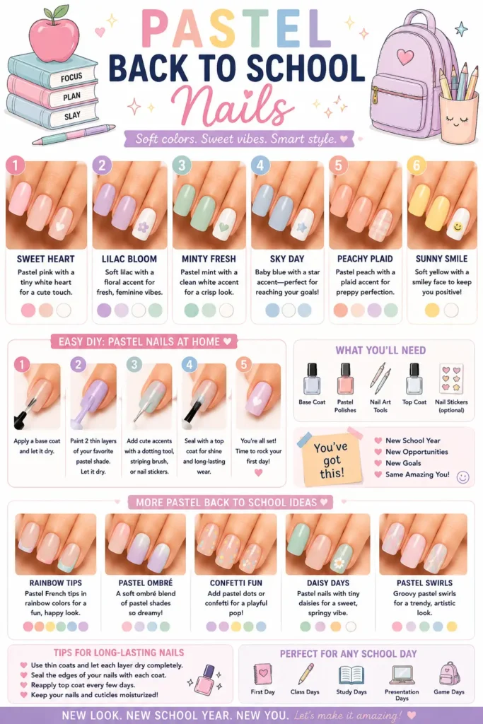 ⭐ Pastel Back to School Nails