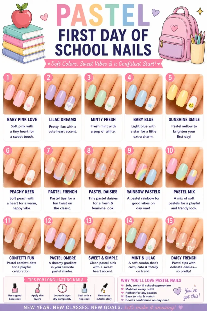 ⭐ Pastel First Day of School Nails