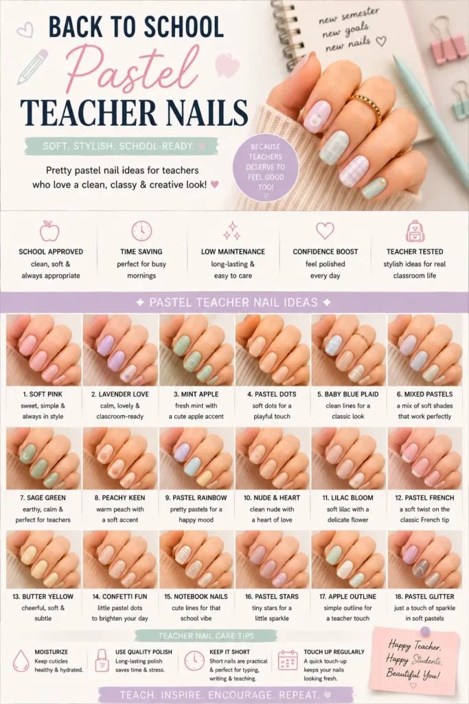 ⭐ Pastel Teacher Nails Back to school