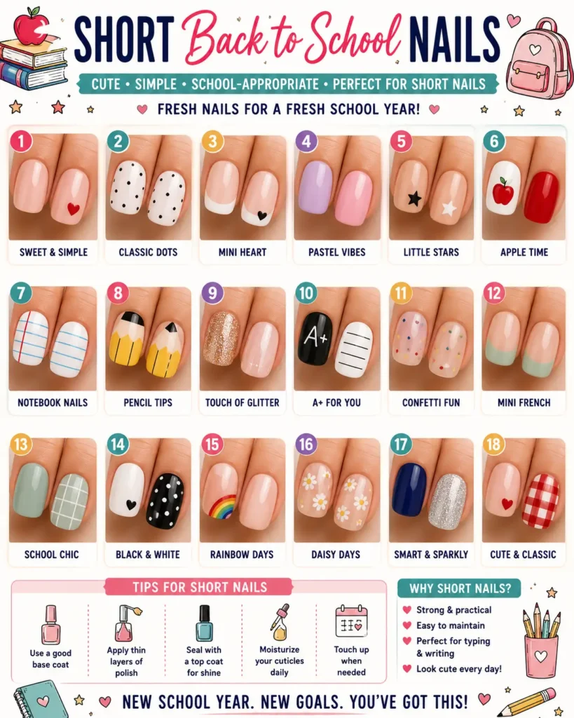 ⭐ Short Back to School Nails
