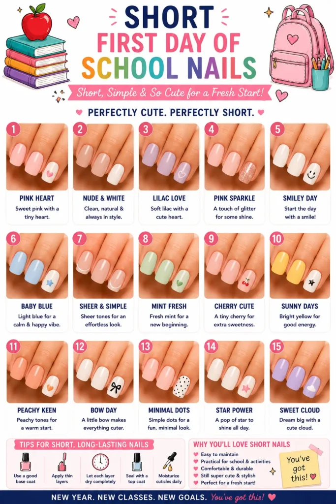 ⭐ Short First Day of School Nails