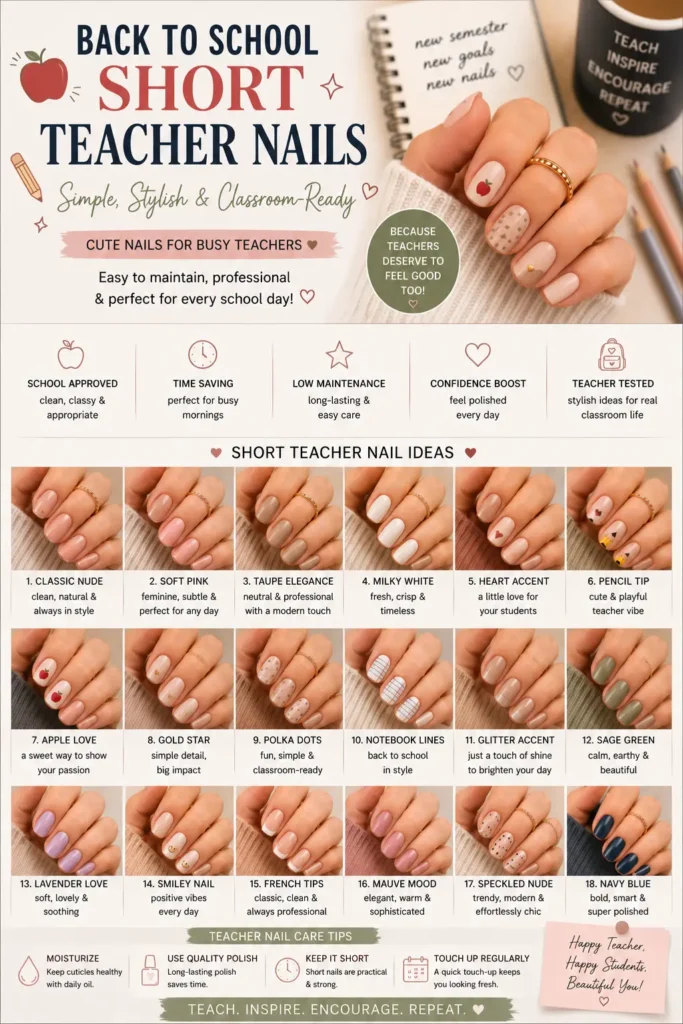 ⭐ Short Teacher Nails Back to school