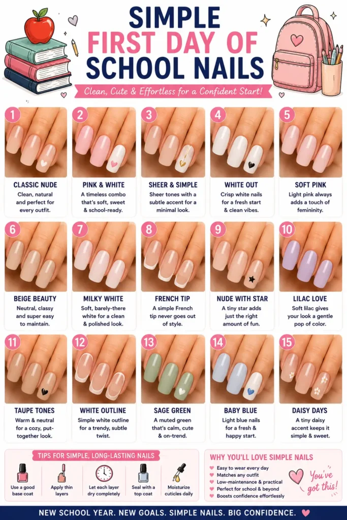 ⭐ Simple First Day of School Nails