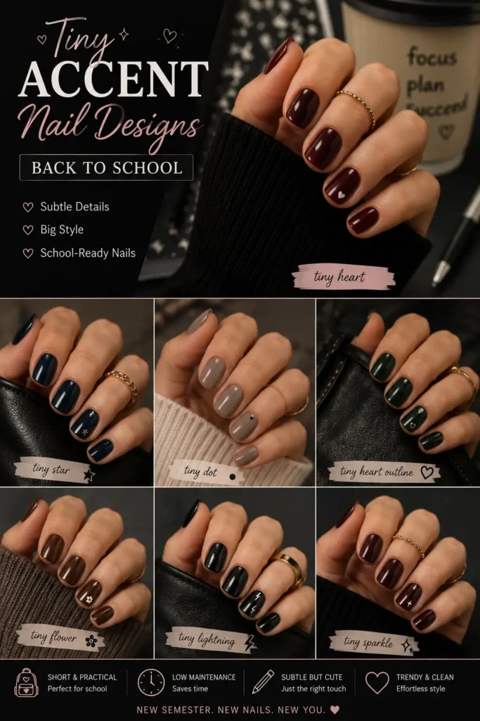 ⭐ Tiny Accent Nail Designs Back to School