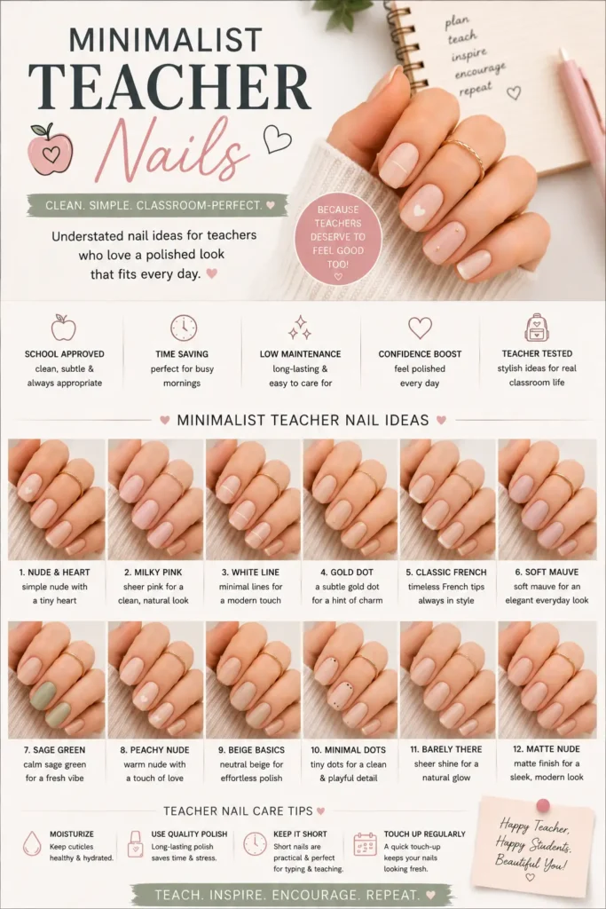 ⭐Back to school Minimalist Teacher Nails