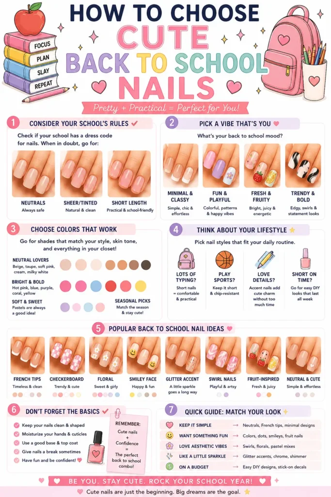 🎯 How to Choose Cute Back to School Nails