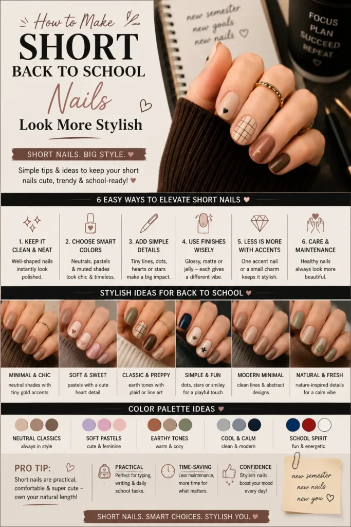 🎯 How to Make Short back to school Nails Look More Stylish