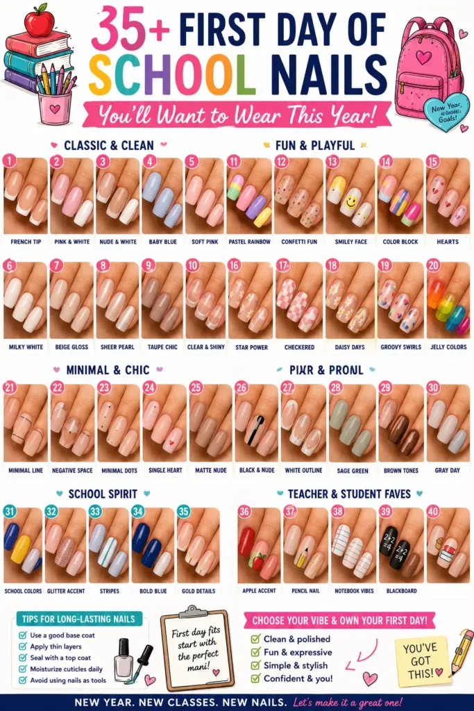 📚 35+ First Day of School Nails You'll Want to Wear This Year